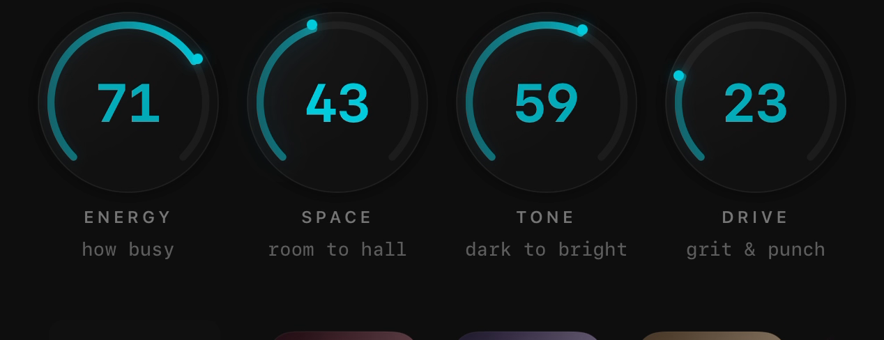 Close-up: Energy / Space / Tone / Drive